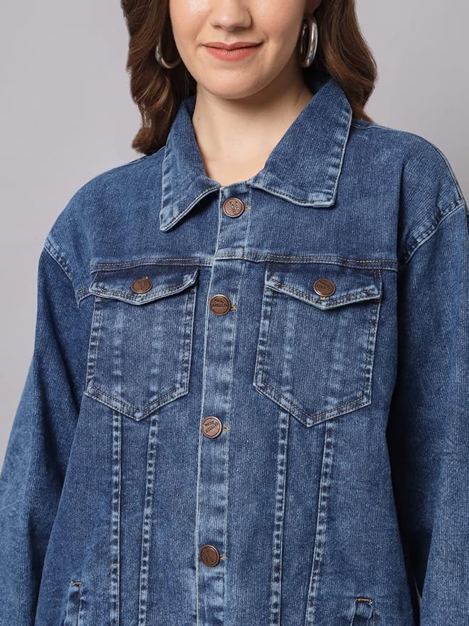 Women Solid Denim Jacket