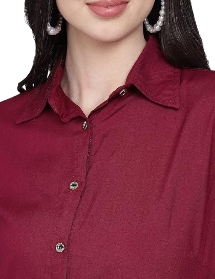 Women Regular Fit Solid Casual Half Sleeves Shirt