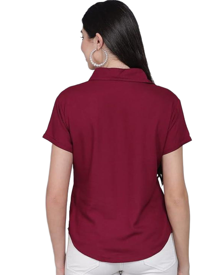 Women Regular Fit Solid Casual Half Sleeves Shirt