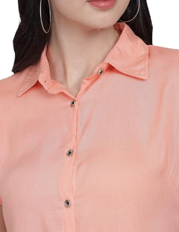 Women Regular Fit Solid Casual Half Sleeves Shirt