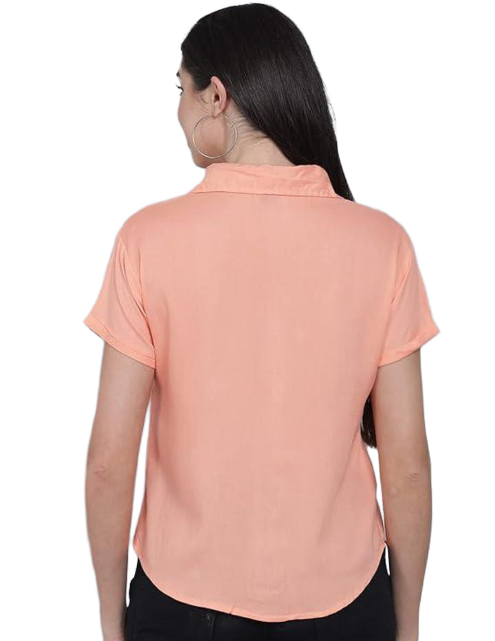 Women Regular Fit Solid Casual Half Sleeves Shirt