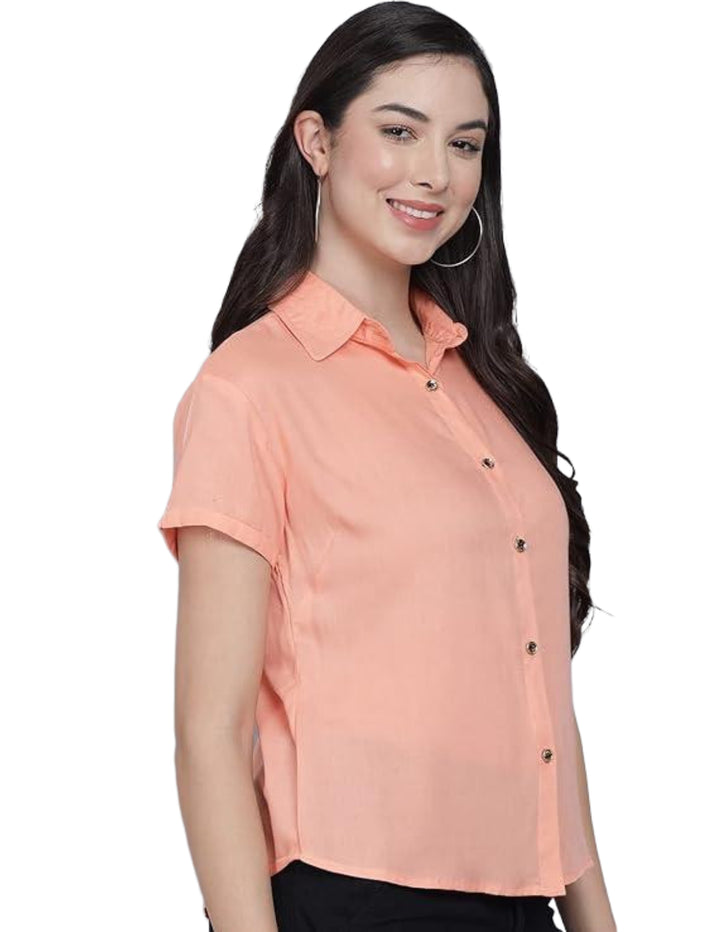 Women Regular Fit Solid Casual Half Sleeves Shirt