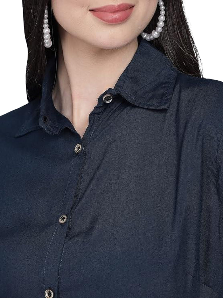 Women Regular Fit Solid Casual Half Sleeves Shirt