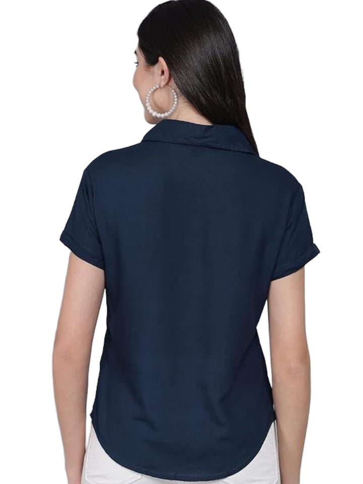 Women Regular Fit Solid Casual Half Sleeves Shirt