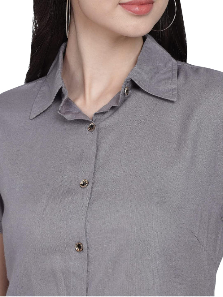 Women Regular Fit Solid Casual Half Sleeves Shirt