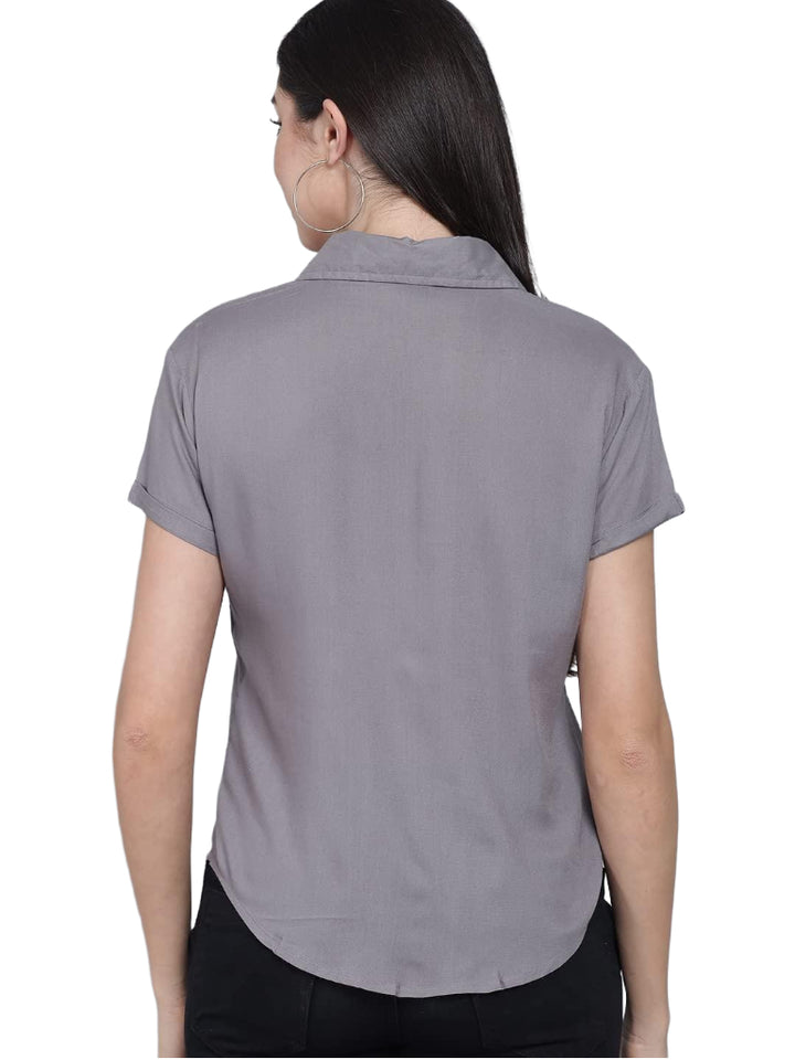 Women Regular Fit Solid Casual Half Sleeves Shirt