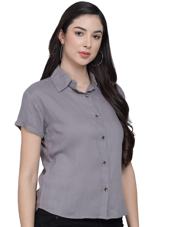 Women Regular Fit Solid Casual Half Sleeves Shirt