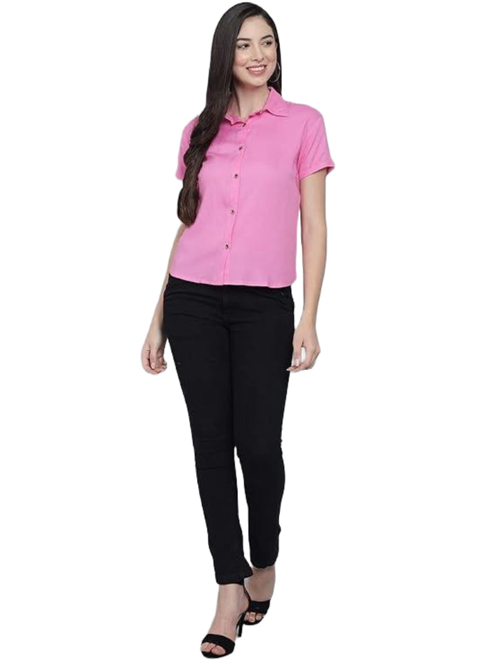 Women Regular Fit Solid Casual Half Sleeves Shirt