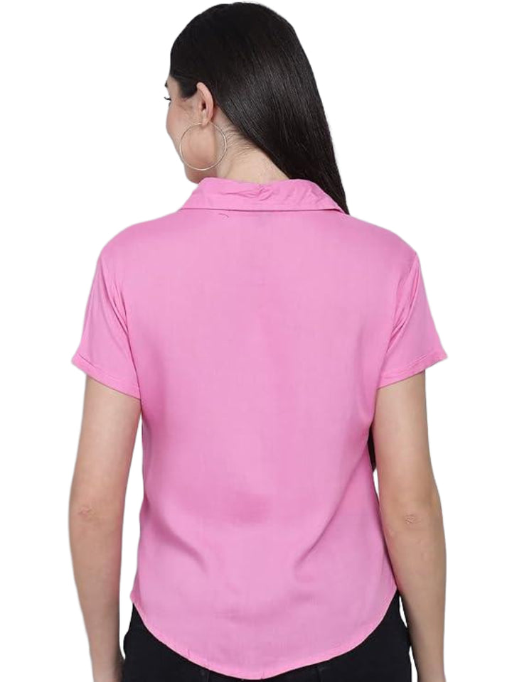 Women Regular Fit Solid Casual Half Sleeves Shirt