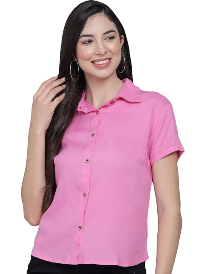Women Regular Fit Solid Casual Half Sleeves Shirt