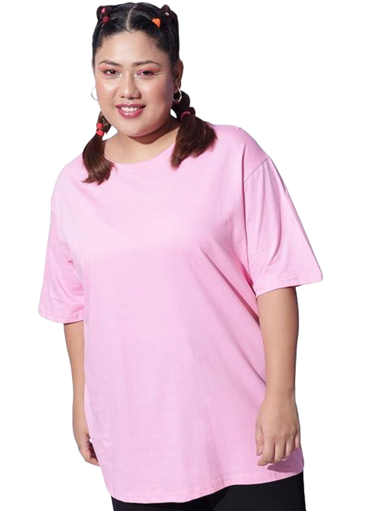 Women Solid Round Neck Cotton Blend T-Shirt