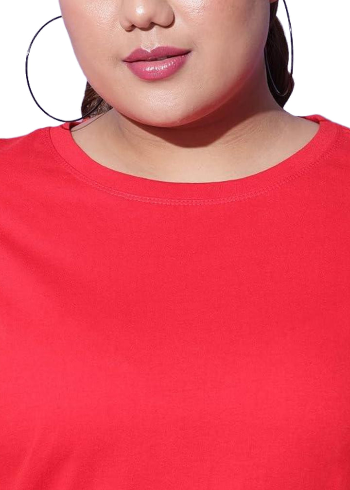 Women Solid Round Neck Cotton Blend T-Shirt