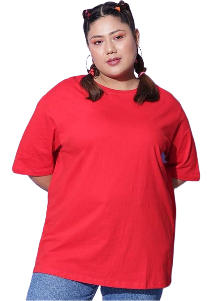 Women Solid Round Neck Cotton Blend T-Shirt