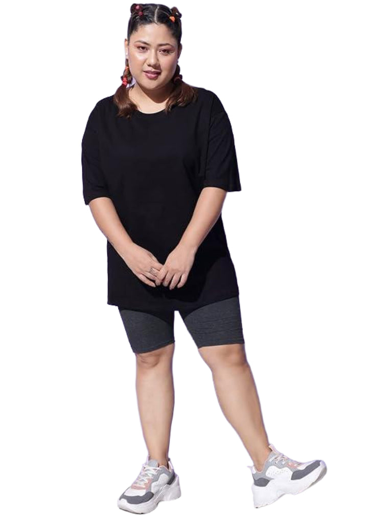 Women Solid Round Neck Cotton Blend T-Shirt