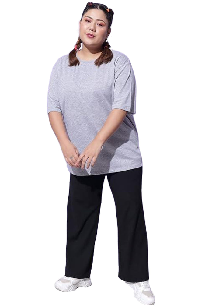 Women Solid Round Neck Cotton Blend T-Shirt