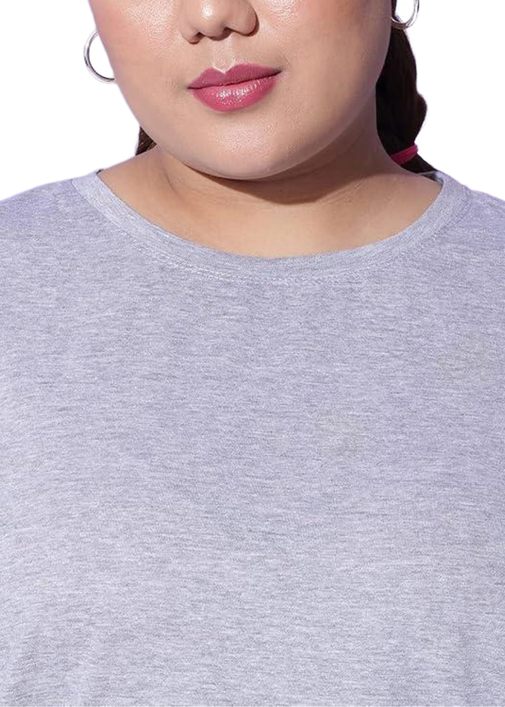 Women Solid Round Neck Cotton Blend T-Shirt