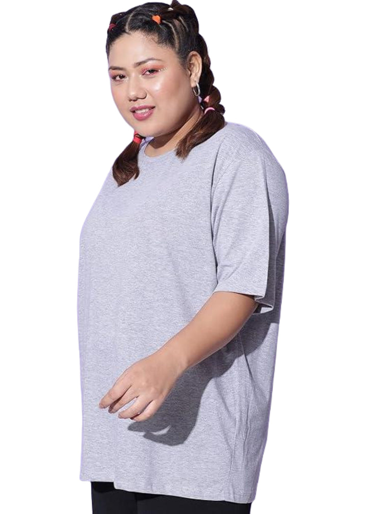 Women Solid Round Neck Cotton Blend T-Shirt
