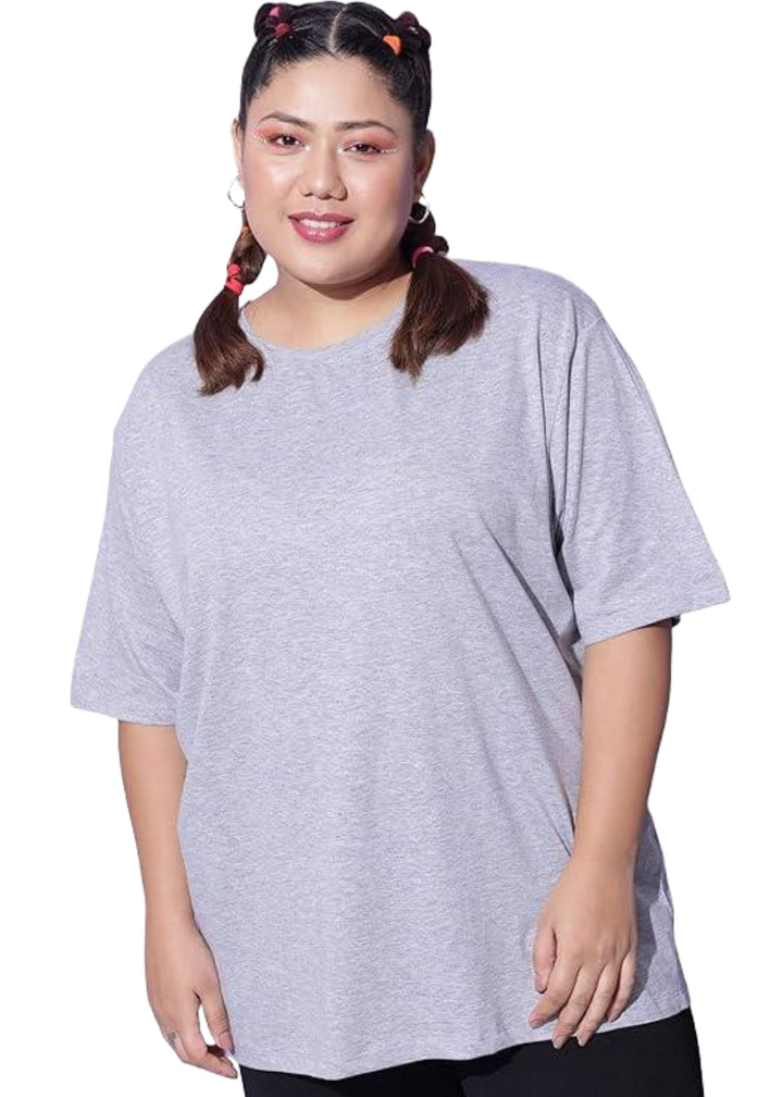 Women Solid Round Neck Cotton Blend T-Shirt