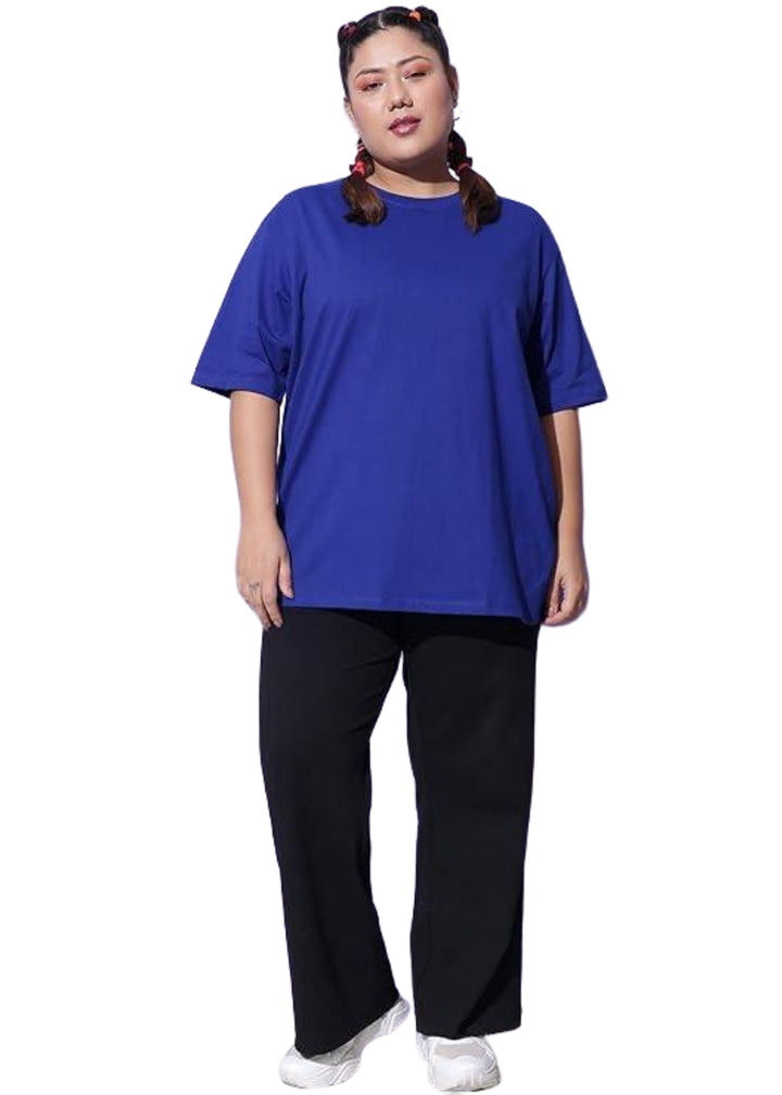 Women Solid Round Neck Cotton Blend T-Shirt