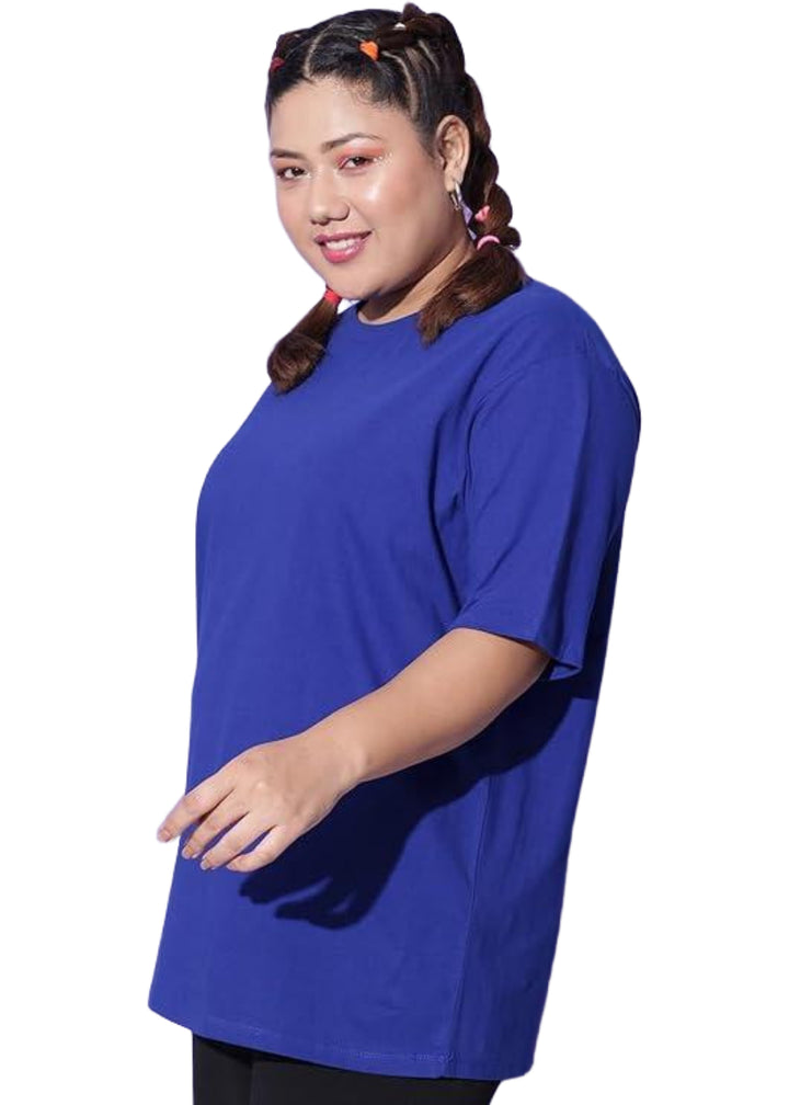 Women Solid Round Neck Cotton Blend T-Shirt