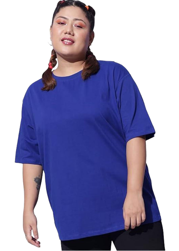 Women Solid Round Neck Cotton Blend T-Shirt
