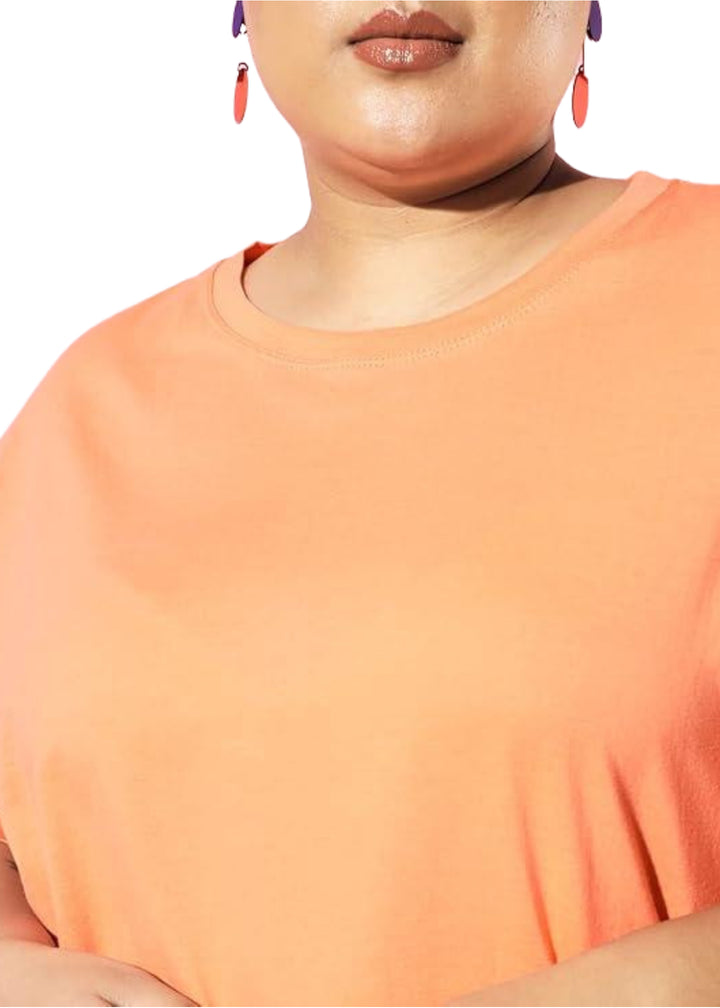 Women Solid Round Neck Cotton Blend T-Shirt