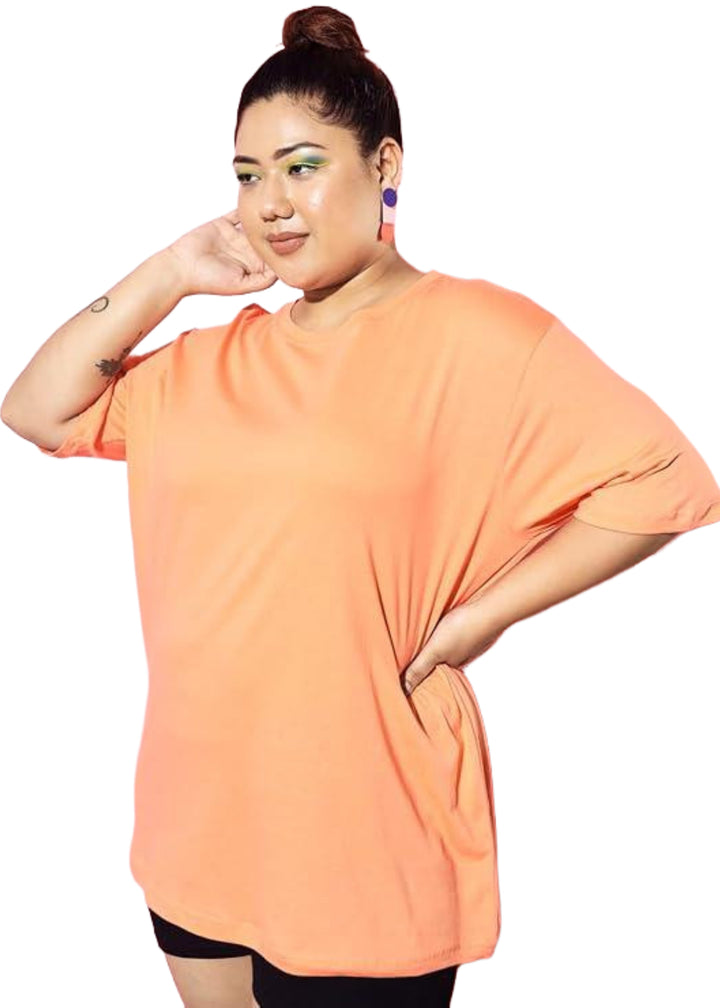 Women Solid Round Neck Cotton Blend T-Shirt