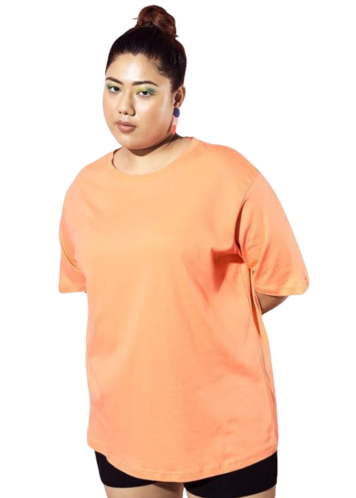 Women Solid Round Neck Cotton Blend T-Shirt