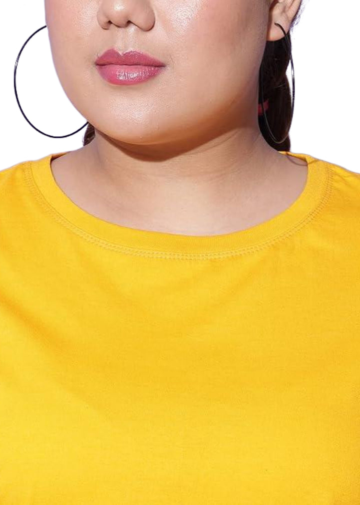 Women Solid Round Neck Cotton Blend T-Shirt