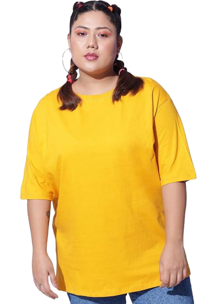 Women Solid Round Neck Cotton Blend T-Shirt