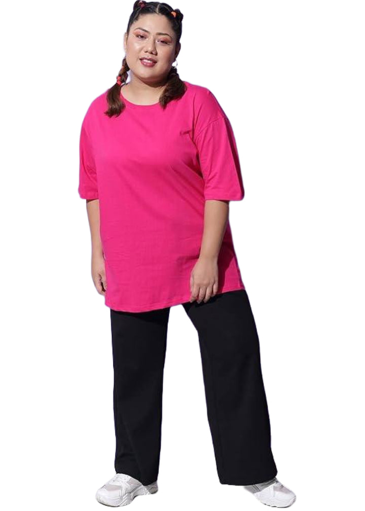 Women Solid Round Neck Cotton Blend T-Shirt