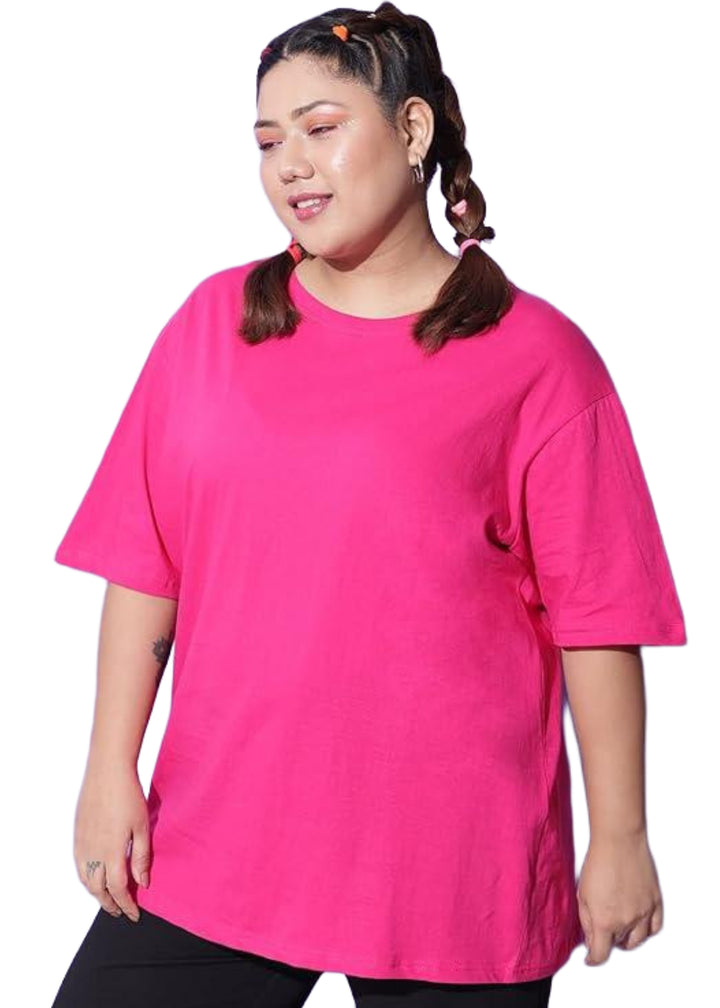 Women Solid Round Neck Cotton Blend T-Shirt