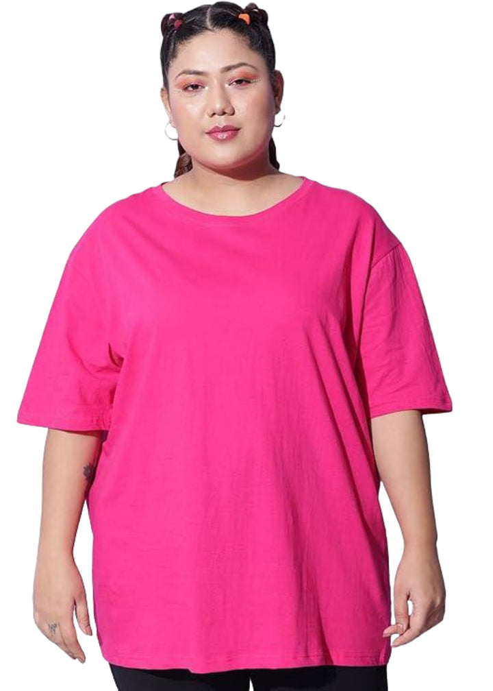 Women Solid Round Neck Cotton Blend T-Shirt