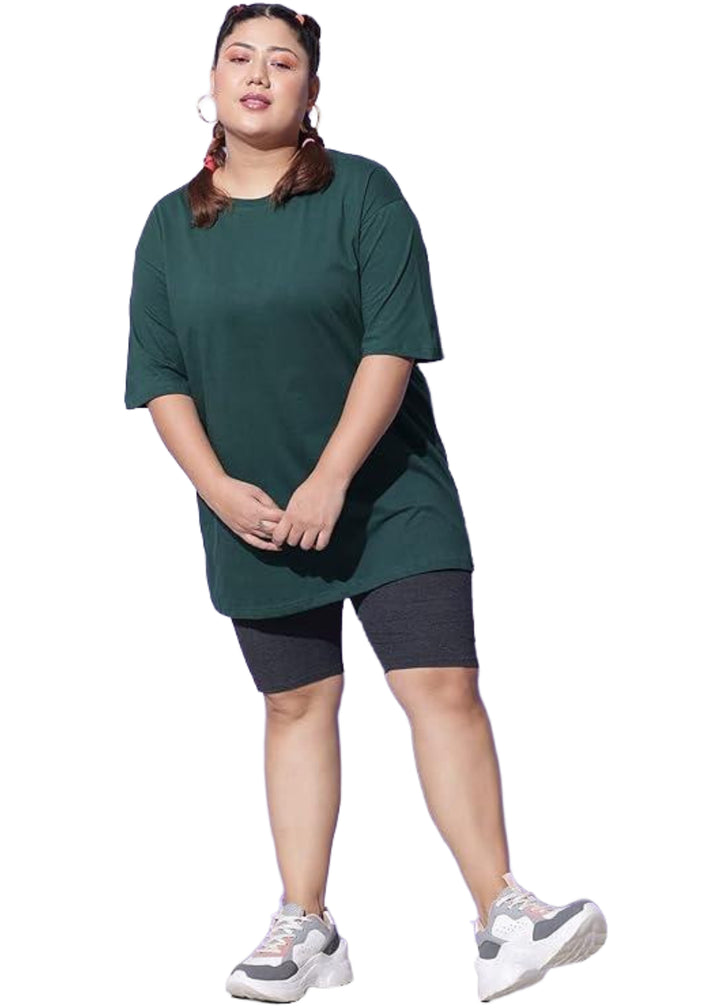 Women Solid Round Neck Cotton Blend T-Shirt