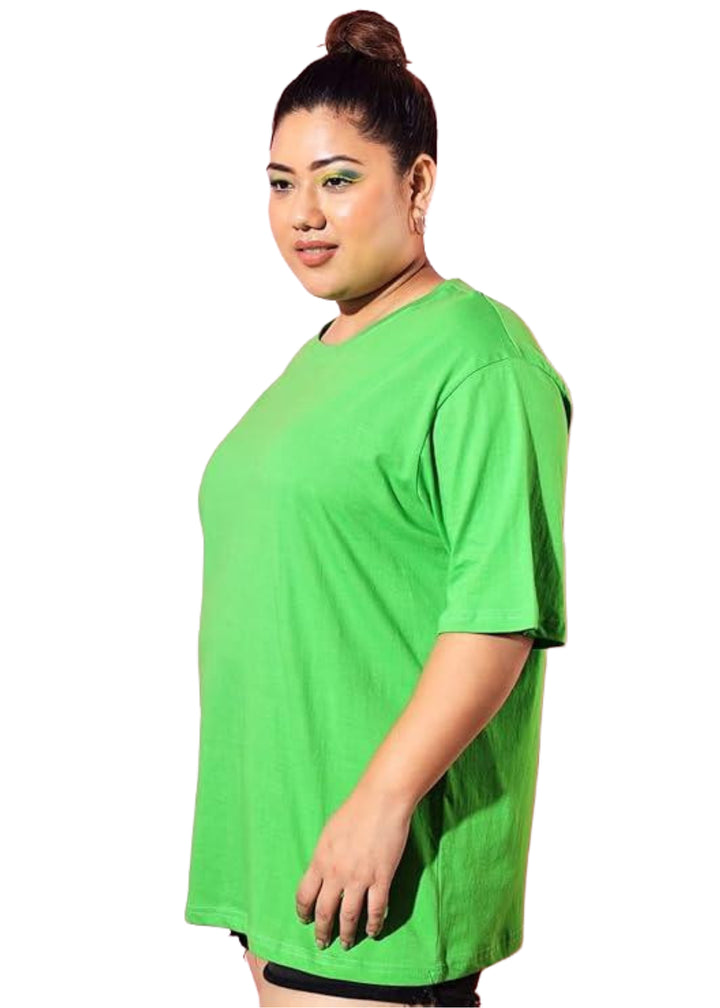 Women Solid Round Neck Cotton Blend T-Shirt