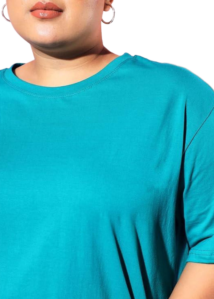 Women Solid Round Neck Cotton Blend T-Shirt
