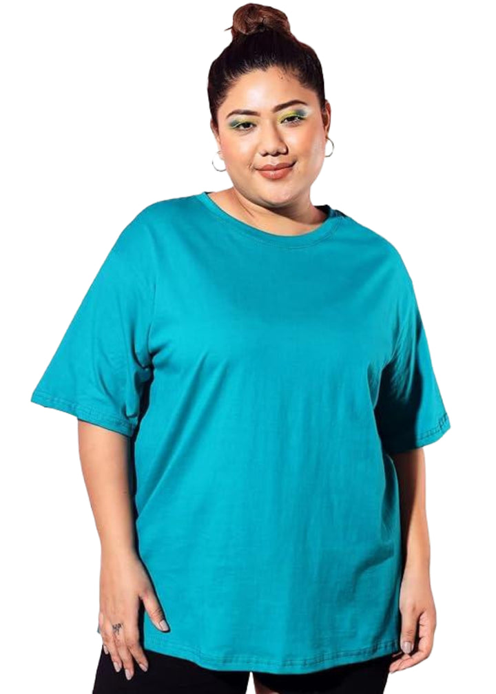 Women Solid Round Neck Cotton Blend T-Shirt
