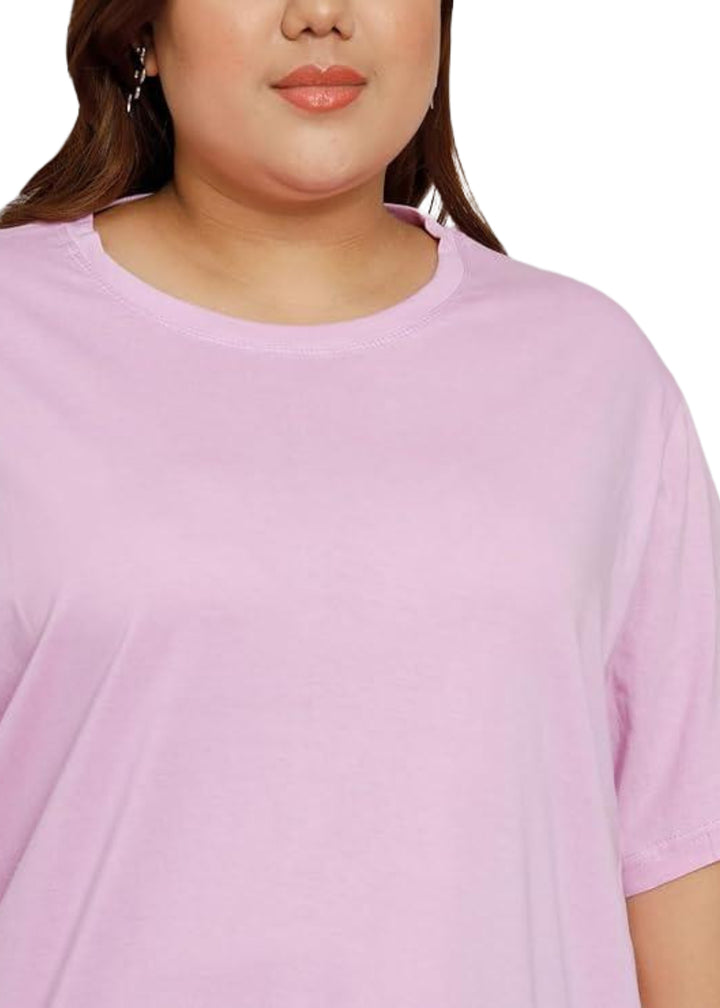 Women Solid Round Neck Cotton Blend T-Shirt