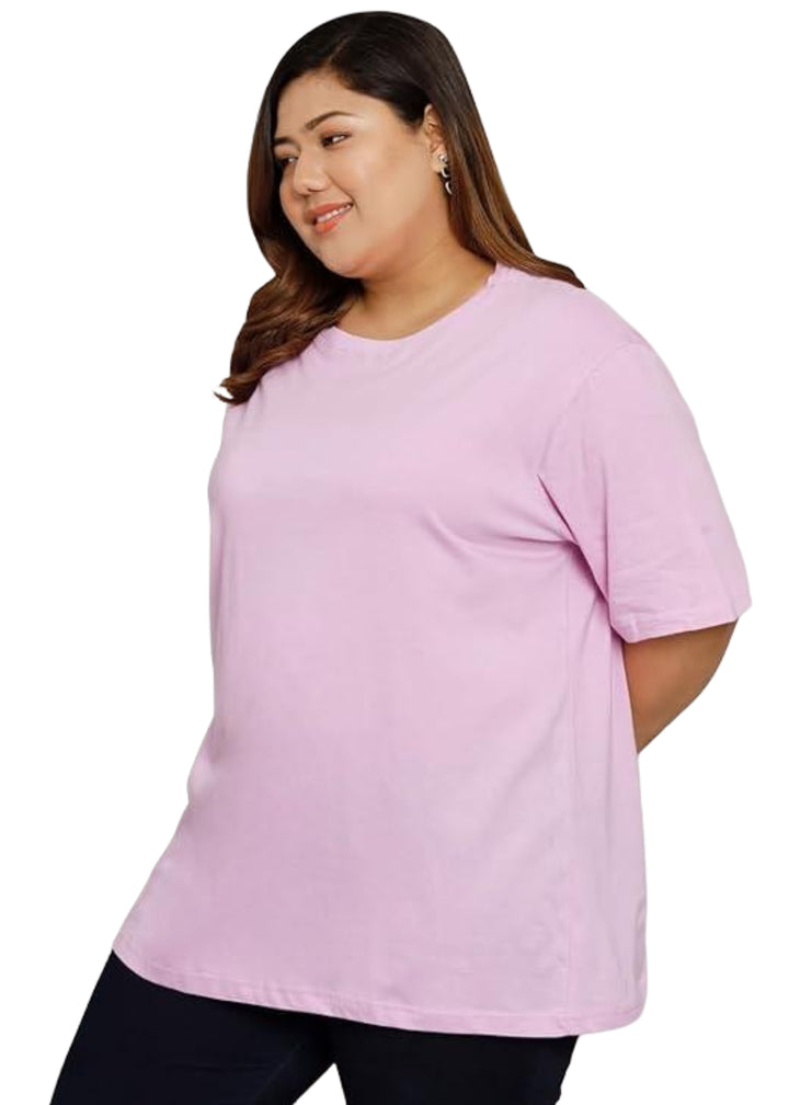 Women Solid Round Neck Cotton Blend T-Shirt