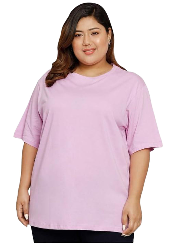 Women Solid Round Neck Cotton Blend T-Shirt