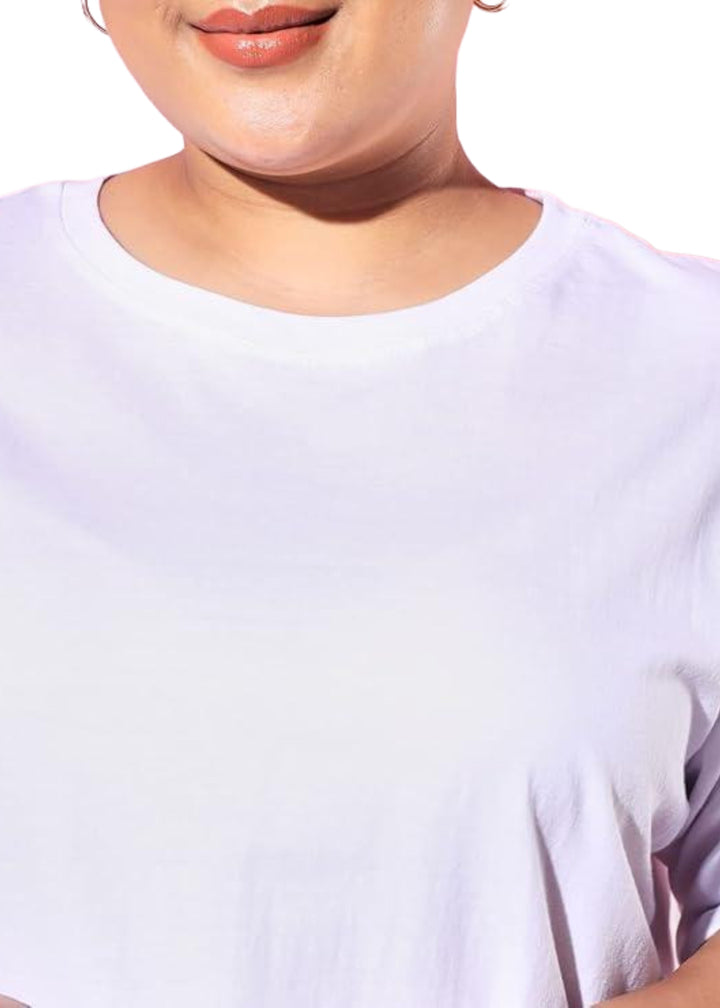 Women Solid Round Neck Cotton Blend T-Shirt