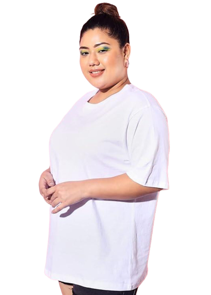 Women Solid Round Neck Cotton Blend T-Shirt