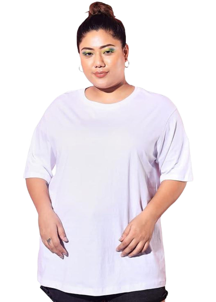 Women Solid Round Neck Cotton Blend T-Shirt