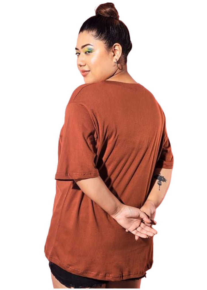 Women Solid Round Neck Cotton Blend T-Shirt