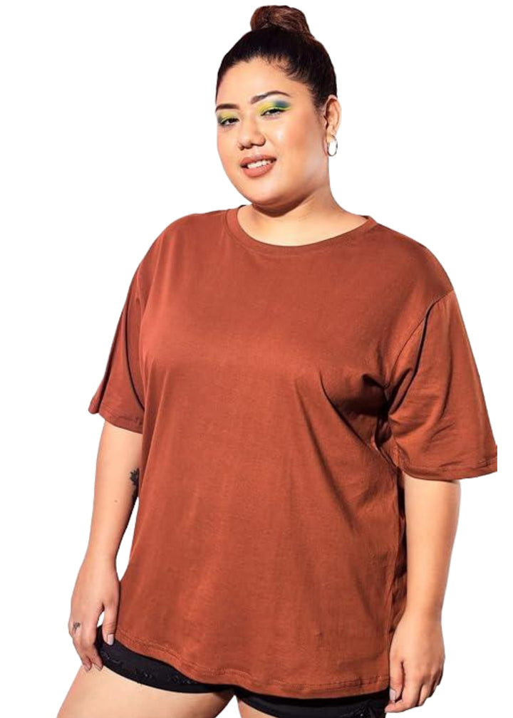 Women Solid Round Neck Cotton Blend T-Shirt