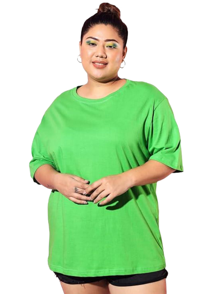 Women Solid Round Neck Cotton Blend T-Shirt