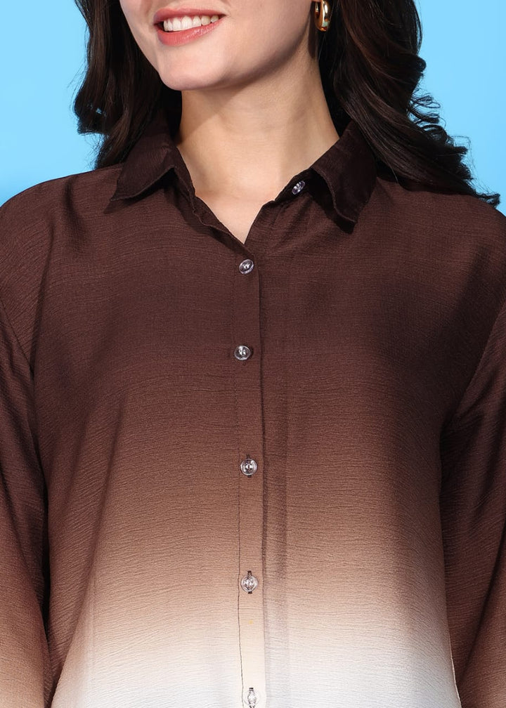 Women Regular Fit Printed Curved Collar Casual Shirt