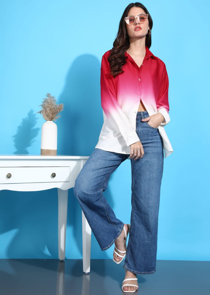 Women Regular Fit Printed Curved Collar Casual Shirt