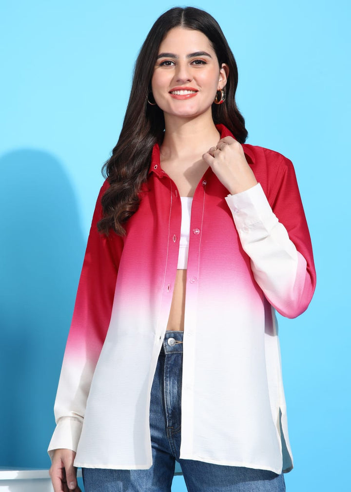 Women Regular Fit Printed Curved Collar Casual Shirt