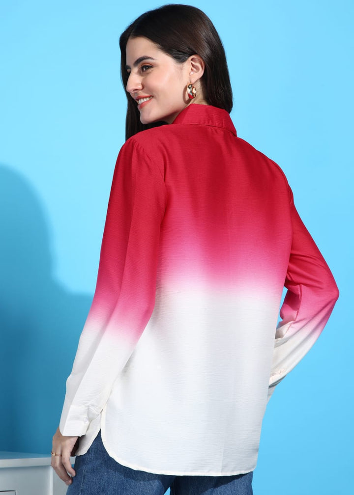 Women Regular Fit Printed Curved Collar Casual Shirt